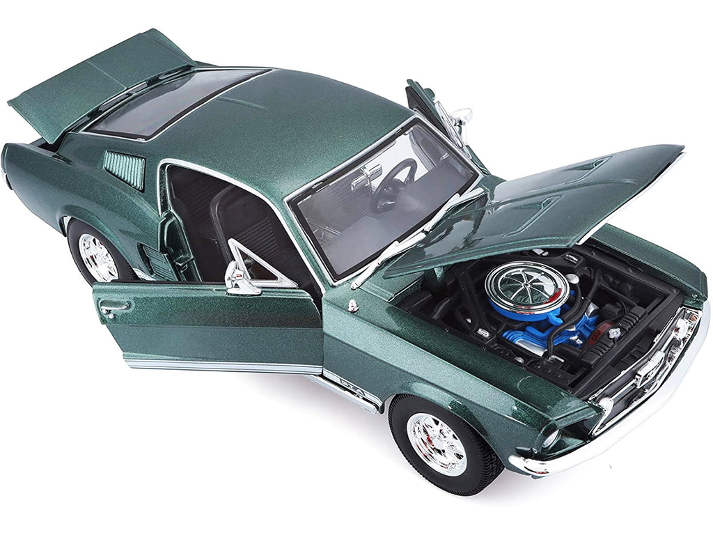 1967 Ford Mustang GTA Fastback Green Metallic with White Stripes 1/18 Diecast Model Car by Maisto