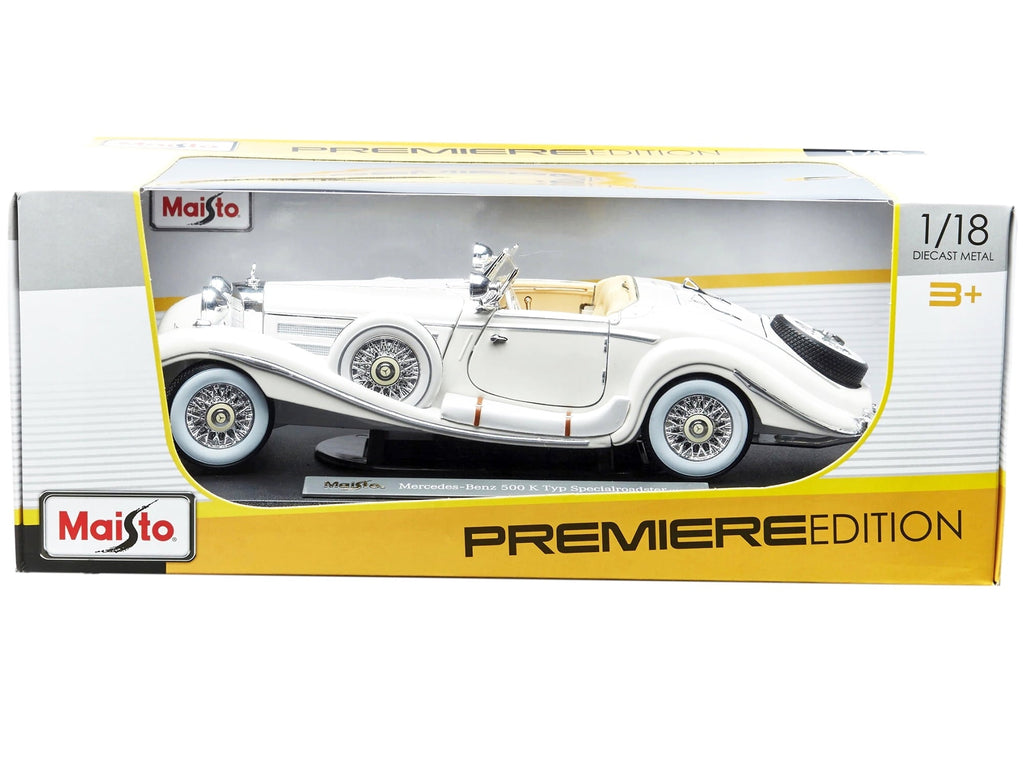 1936 Mercedes Benz 500 K Special Roadster White 1/18 Diecast Model Car by Maisto