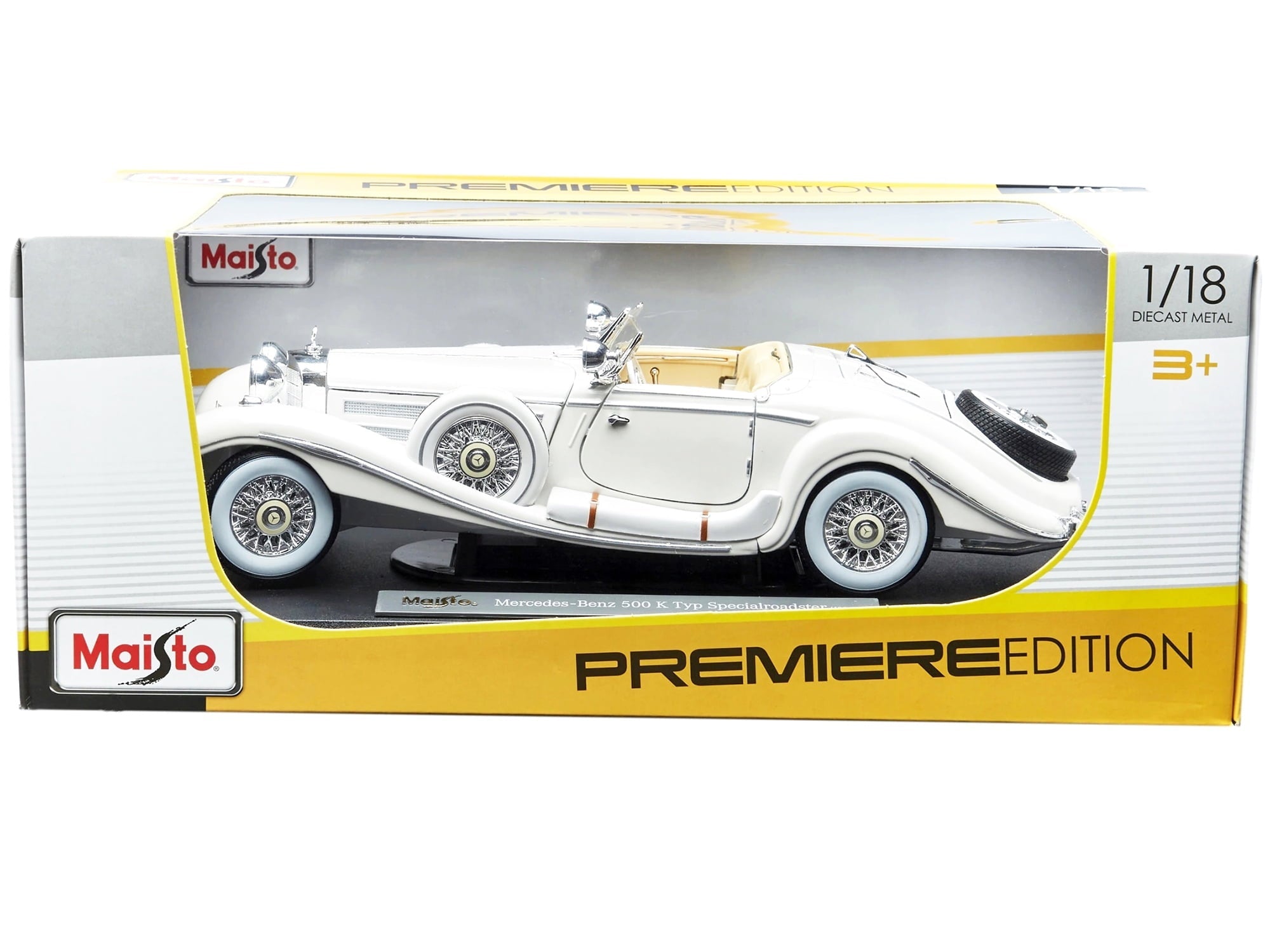 1936 Mercedes Benz 500 K Special Roadster White 1/18 Diecast Model Car by Maisto