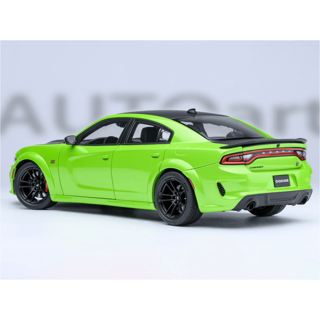 Dodge Charger Scat Pack Widebody Sublime Green with Matt Black Hood and Top 1/18 Car Model by Autoart